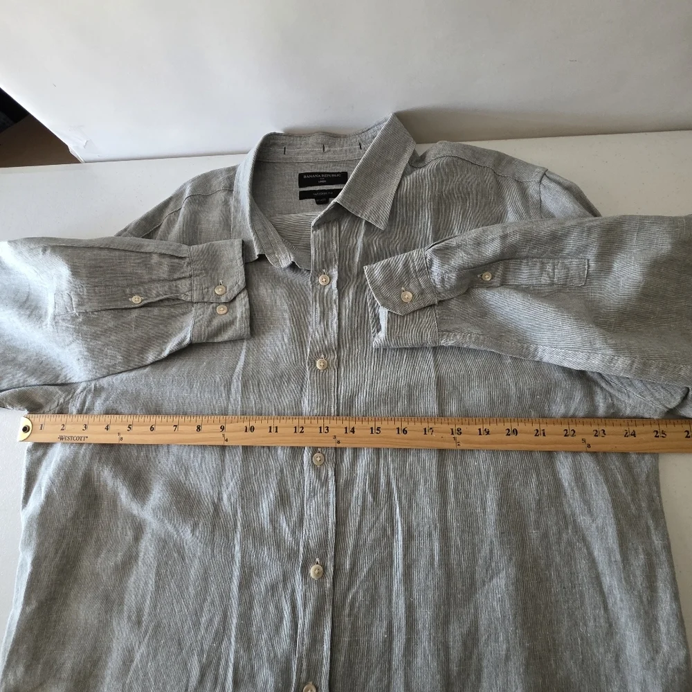 Banana‎ Republic Linen Cotton Shirt Size XL Untucked Fit Long Sleeve Button-up